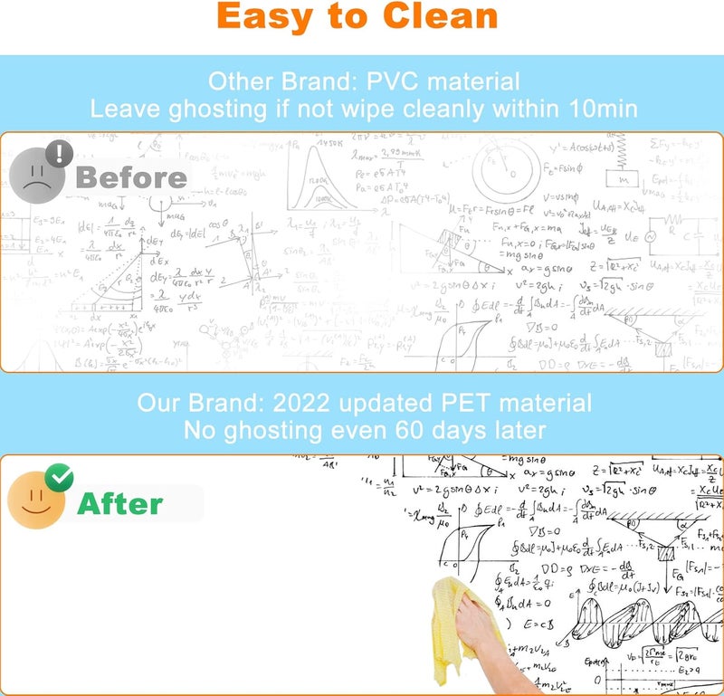 Nortix White Board Wallpaper, Whiteboard Contact Paper, 36" x 24" Super Sticky Whiteboard Sticker Wall Decal on Wall, Table, Doors, No Ghosting,1 Piece (2x3ft) - Image 2